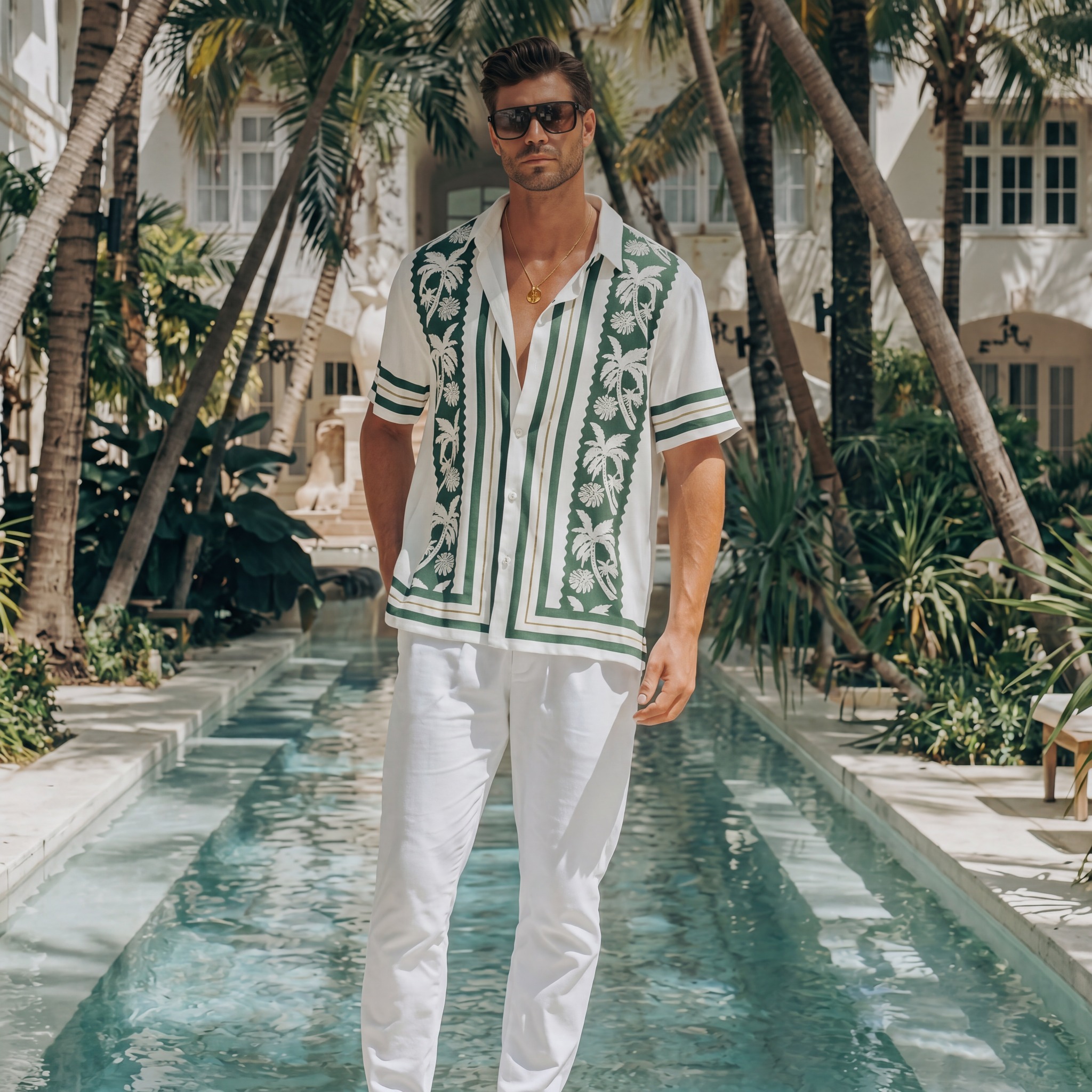 Menswear resort campaign visual for modern brand
